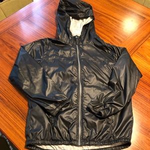 Uniqlo Kid's Grey Jersey-Lined Black Hooded Zip-up Layer